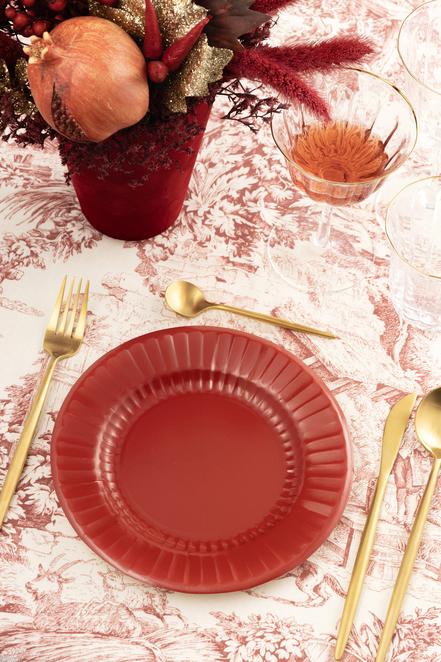 set tavola rosso monocolore
